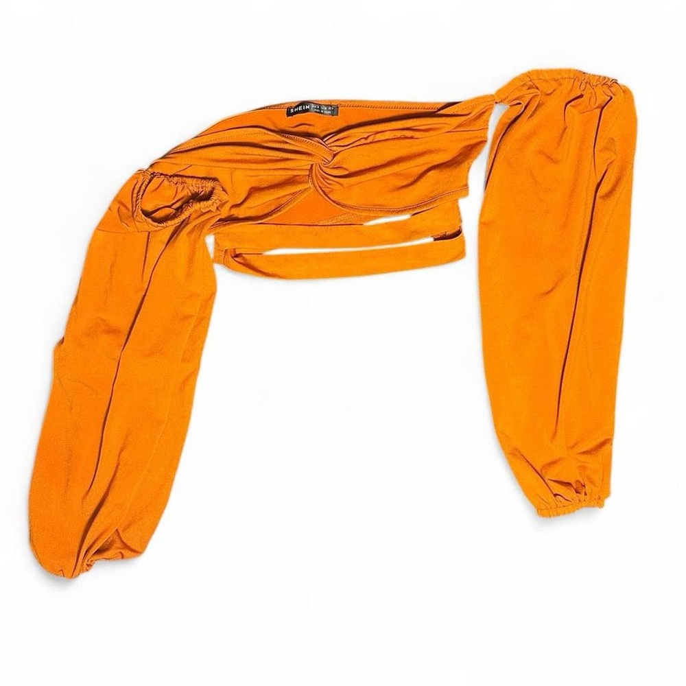 SHEIN Bright Orange Knot Detail Top